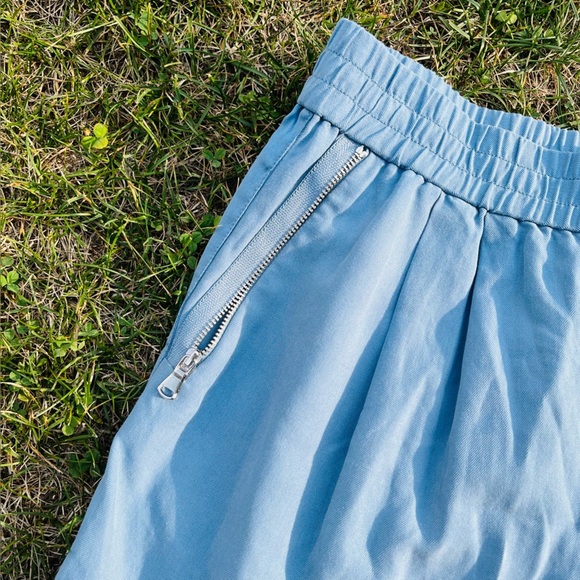 Rebecca Taylor Blue High Waist Pleated Shorts w/ Zipper Pockets Size 4 - Picture 6 of 6